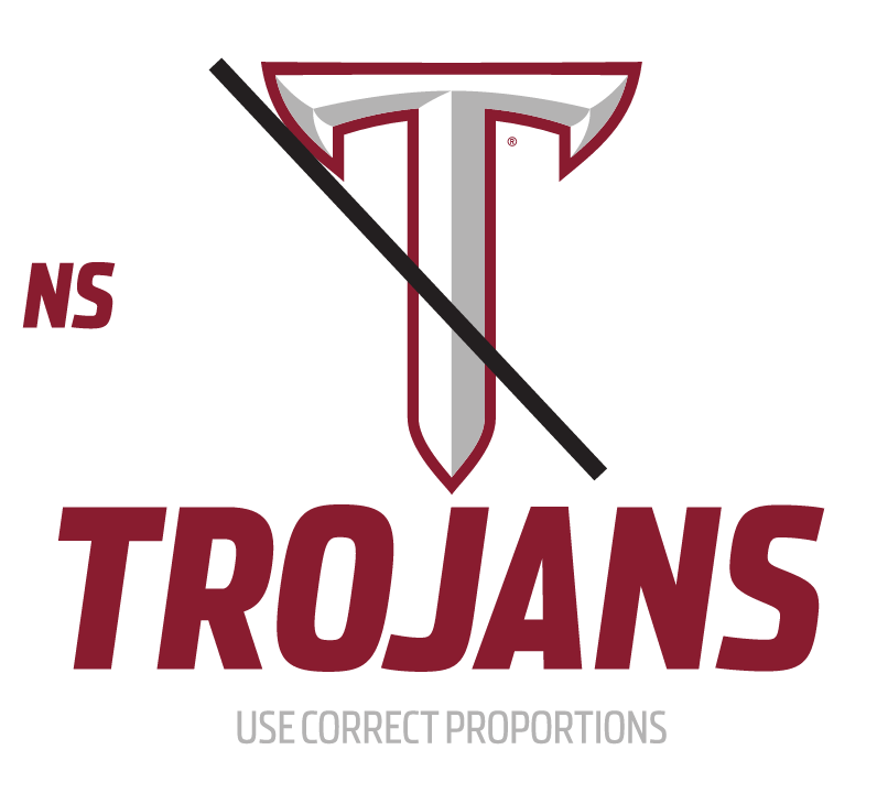 TROY logo, incorrect usage - use correct proportions variant