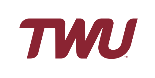 TWU wordmark, maroon variant, cell 32