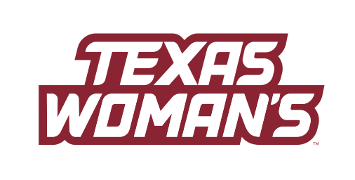 Texas Woman's wordmark, maroon outline variant, cell 34