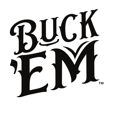 Buck 'Em wordmark, stacked, black variant