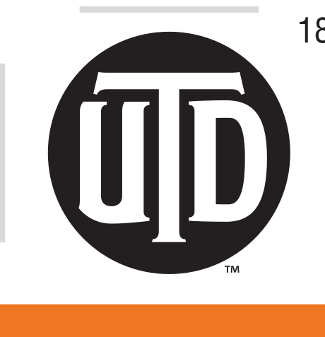 UTD monogram in filled circle, black variant, cell 18