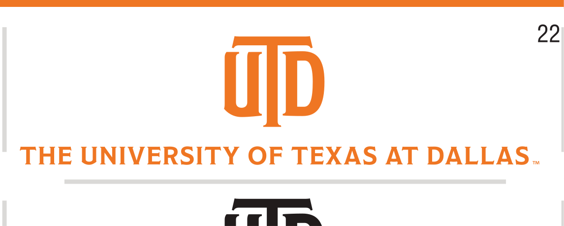 UTD monogram wordmark, orange horizontal short variant, cell 22