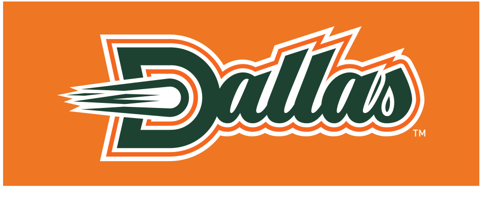 Dallas script, white, green outline, orange background, orange tail variant, cell 167
