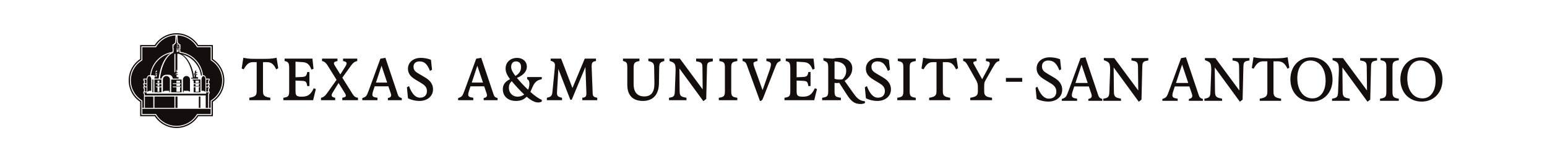Texas A&M University-San Antonio logo, horizontal, black variant, cell 5