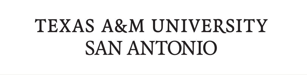 Texas A&M University-San Antonio wordmark, stacked, black variant, cell 3