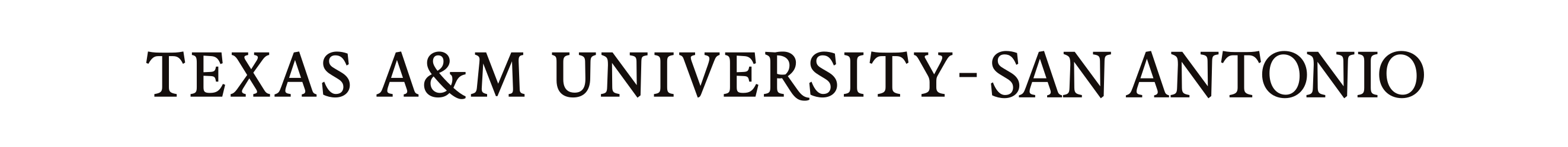 Texas A&M University-San Antonio wordmark, horizontal, black variant, cell 7
