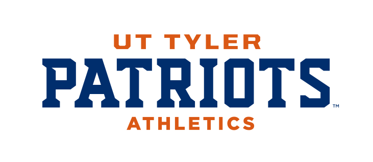 UT Tyler Patriots Athletics wordmark, blue/orange variant, cell 71