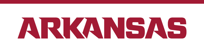 ARKANSAS wordmark, cardinal on white variant, cell 26