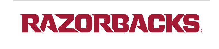 RAZORBACKS wordmark, cardinal on white variant, cell 29