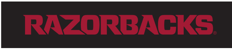 RAZORBACKS wordmark, cardinal on black variant, cell 31