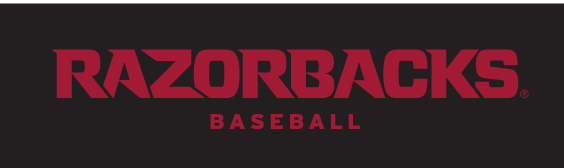 RAZORBACKS BASEBALL wordmark, cardinal on black variant, cell 34