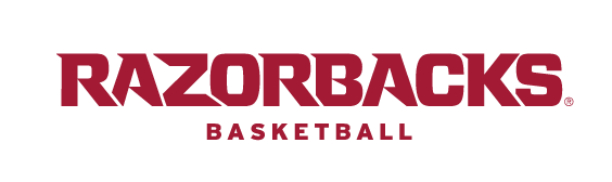 RAZORBACKS BASKETBALL wordmark, cardinal on white variant, cell 35