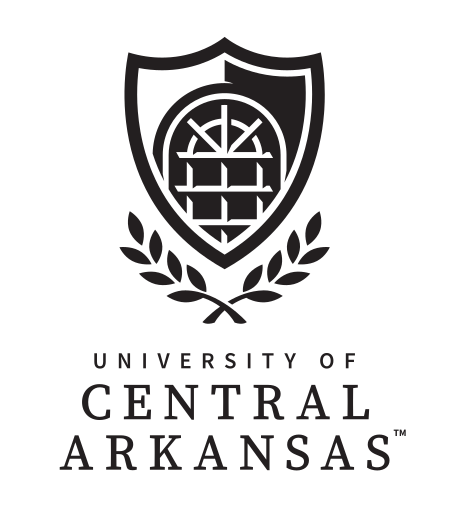 University of Central Arkansas logo, stacked, black variant, cell 5