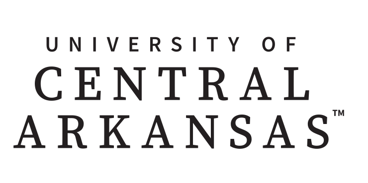 University of Central Arkansas wordmark, stacked, black variant, cell 20
