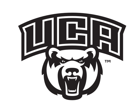UCA lettermark with bear head, black and white variant, cell 45