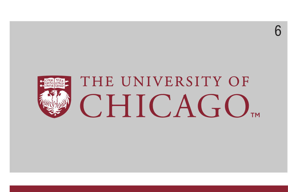 University of Chicago logo, maroon and black on light greystone variant, cell 6
