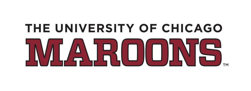 THE UNIVERSITY OF CHICAGO MAROONS wordmark, maroon/white/black variant, cell 78