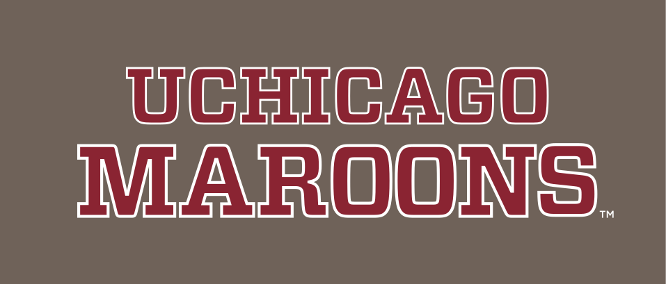 UCHICAGO MAROONS wordmark, maroon/white/black on grey variant, cell 91