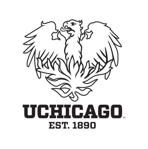 Phoenix logo with UChicago Est. 1890, black on white variant, cell 120