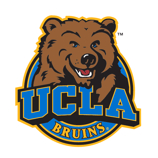 Joe Bruin Mascot Head with UCLA Bruins wordmark, full color variant, cell 58