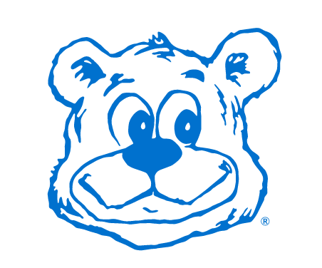 Retro Joe Bruin Mascot Head, blue outline variant, cell 69