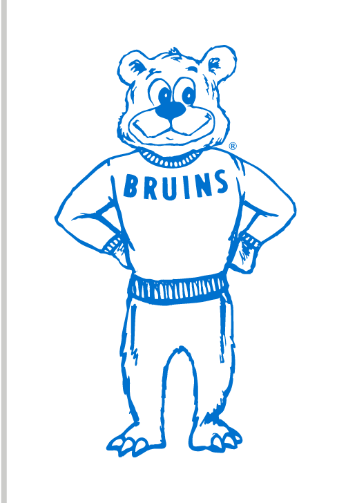 Retro Joe Bruin Mascot Full Body, blue outline variant, cell 75