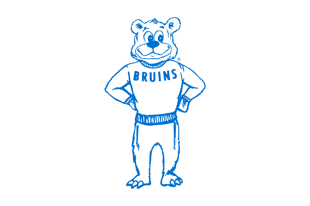 Retro Joe Bruin Mascot Full Body, blue outline variant, cell 75