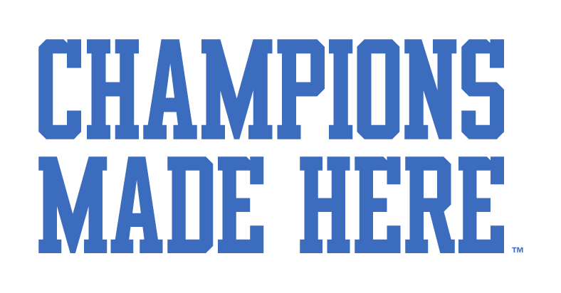 CHAMPIONS MADE HERE stacked, blue variant, cell 92