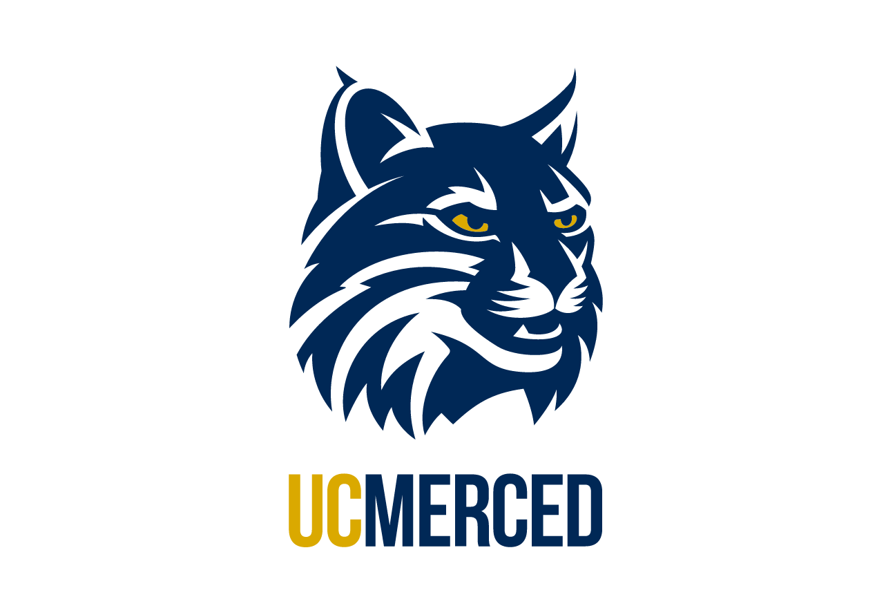 M lettermark with tagline and UC Merced wordmark, navy/gold on white variant, cell 44