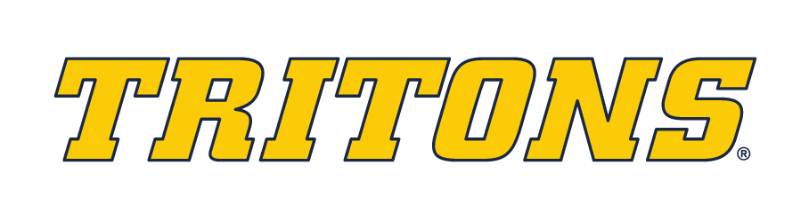 TRITONS wordmark, yellow with navy outline variant, cell 23