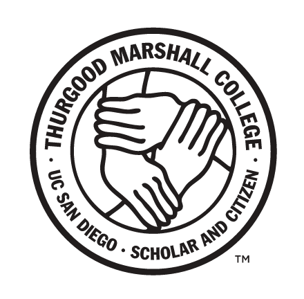 Thurgood Marshall College seal, black variant, cell 45