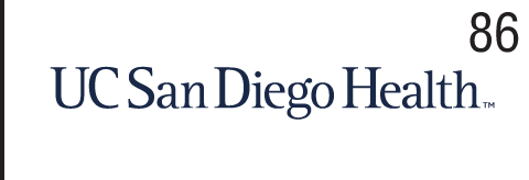 UC San Diego Health wordmark, blue variant, cell 86