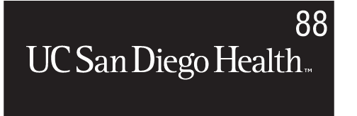 UC San Diego Health wordmark, white on black variant, cell 88
