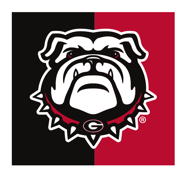 Bulldog head, color on red/black variant