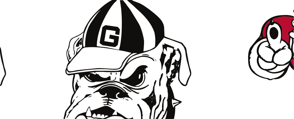 bulldog head, black and white variant