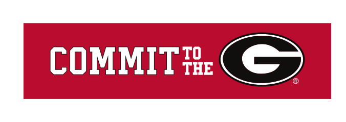 COMMIT TO THE G lockup, white/black on red variant