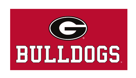 Oval G BULLDOGS lockup, white/black on red variant