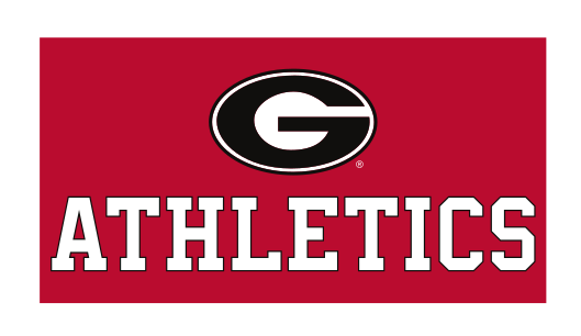 Oval G ATHLETICS lockup, white/black on red variant