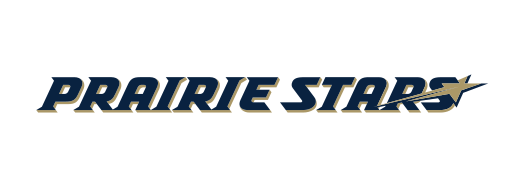 Prairie Stars wordmark, blue and gold with star variant, cell 24