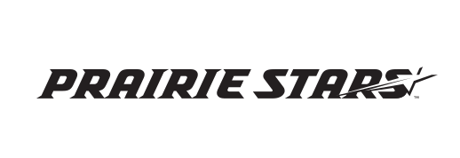 Prairie Stars wordmark, black and white with star variant, cell 26