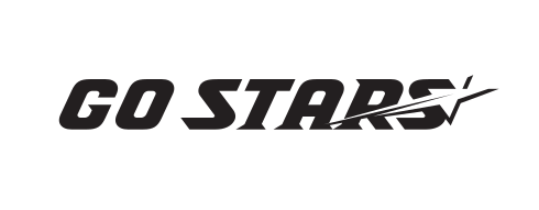 Go Stars wordmark, black and white with star variant, cell 30