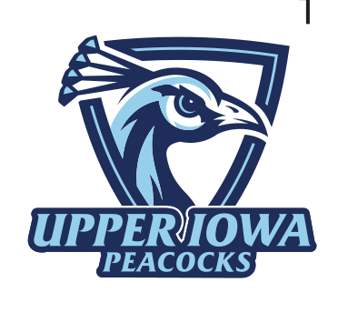 Upper Iowa Peacocks lockup, blue variant, cell 17