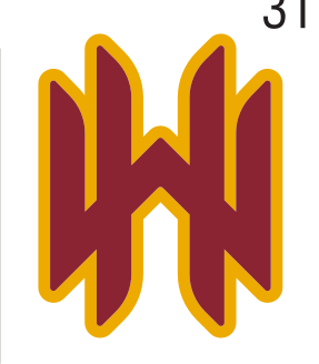 WW mark, maroon and gold variant, cell 31