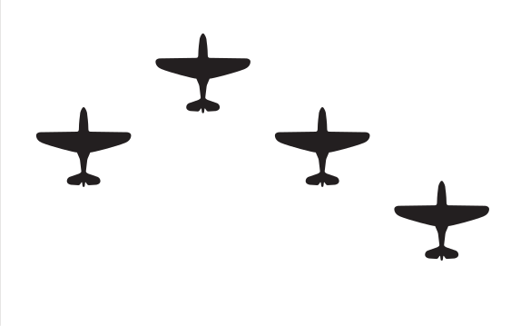 plane formation, black and white variant, cell 38