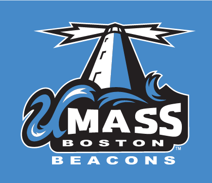 UMass Boston Beacons primary logo, full color on blue background variant, cell 2