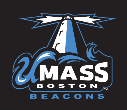 UMass Boston Beacons primary logo, full color on black background variant, cell 3