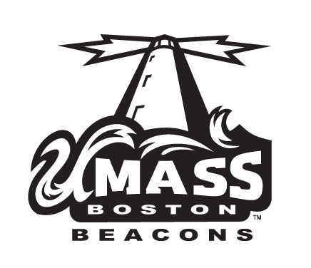 UMass Boston Beacons primary logo, black and white variant, cell 4