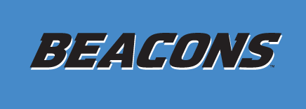 UMass Boston Beacons wordmark, full color on blue background variant, cell 17