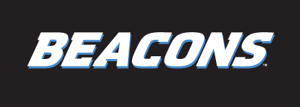 UMass Boston Beacons wordmark, full color on black background variant, cell 18