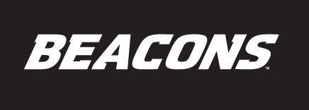 UMass Boston Beacons wordmark, white on black background variant, cell 20